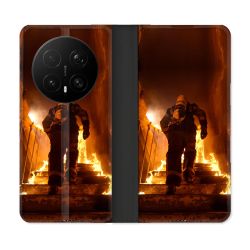 Housse Cuir Portefeuille Pour Honor Magic 8 Pro 5G Pompier Escalier