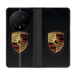 Housse Cuir Portefeuille Pour Honor Magic 8 Pro 5G Porsche Carbone