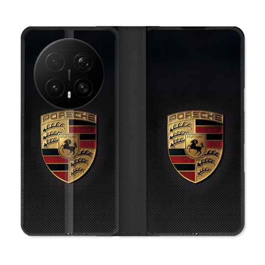Housse Cuir Portefeuille Pour Honor Magic 8 Pro 5G Porsche Carbone