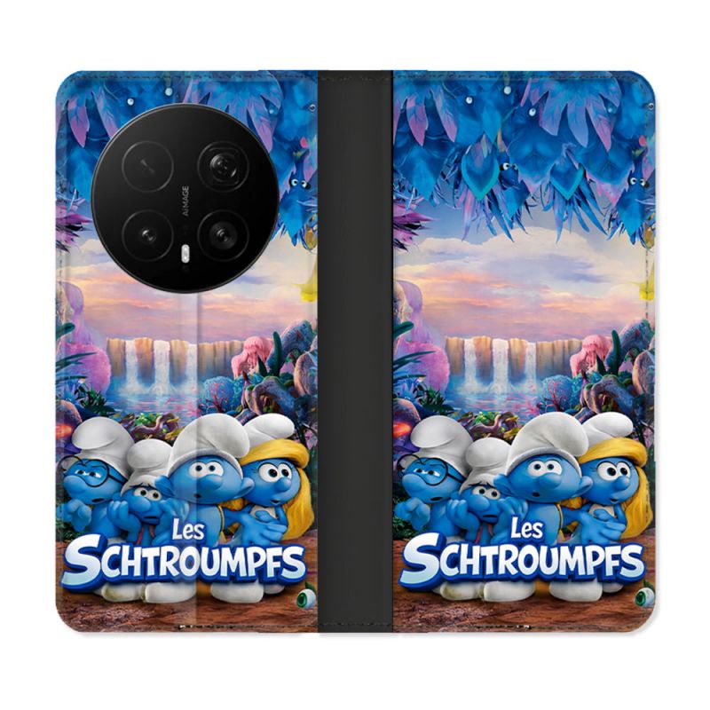 Housse Cuir Portefeuille Pour Honor Magic 8 Pro 5G Schtroumpfs Forêt