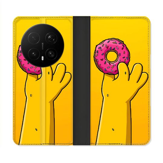 Housse Cuir Portefeuille Pour Honor Magic 8 Pro 5G Simpson Donuts