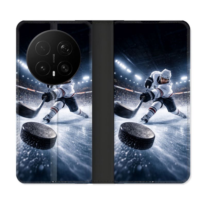 Housse Cuir Portefeuille Pour Honor Magic 8 Pro 5G Sport Hockey sur Glace
