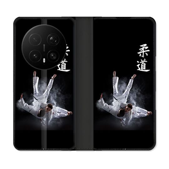 Housse Cuir Portefeuille Pour Honor Magic 8 Pro 5G Sport Judo Noir