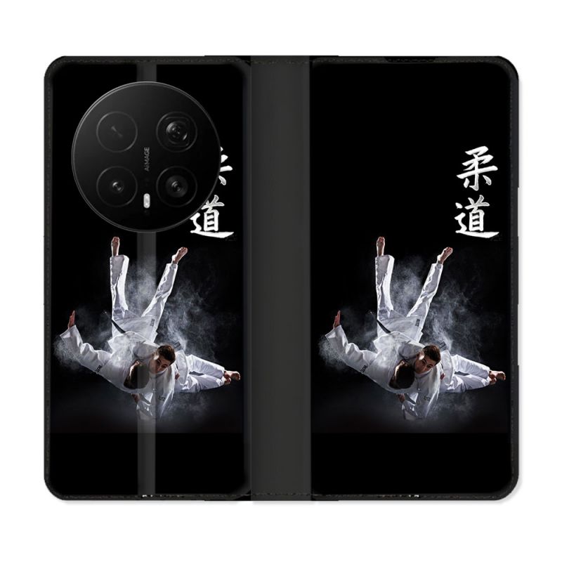 Housse Cuir Portefeuille Pour Honor Magic 8 Pro 5G Sport Judo Noir