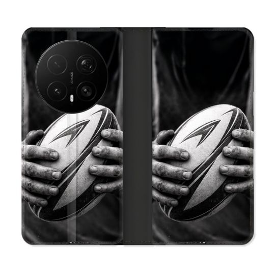 Housse Cuir Portefeuille Pour Honor Magic 8 Pro 5G Sport Rugby Ballon Moderne