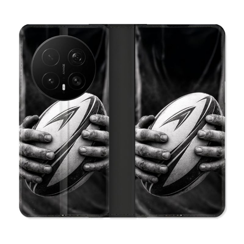 Housse Cuir Portefeuille Pour Honor Magic 8 Pro 5G Sport Rugby Ballon Moderne