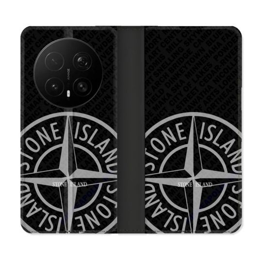 Housse Cuir Portefeuille Pour Honor Magic 8 Pro 5G Stone Island Gris