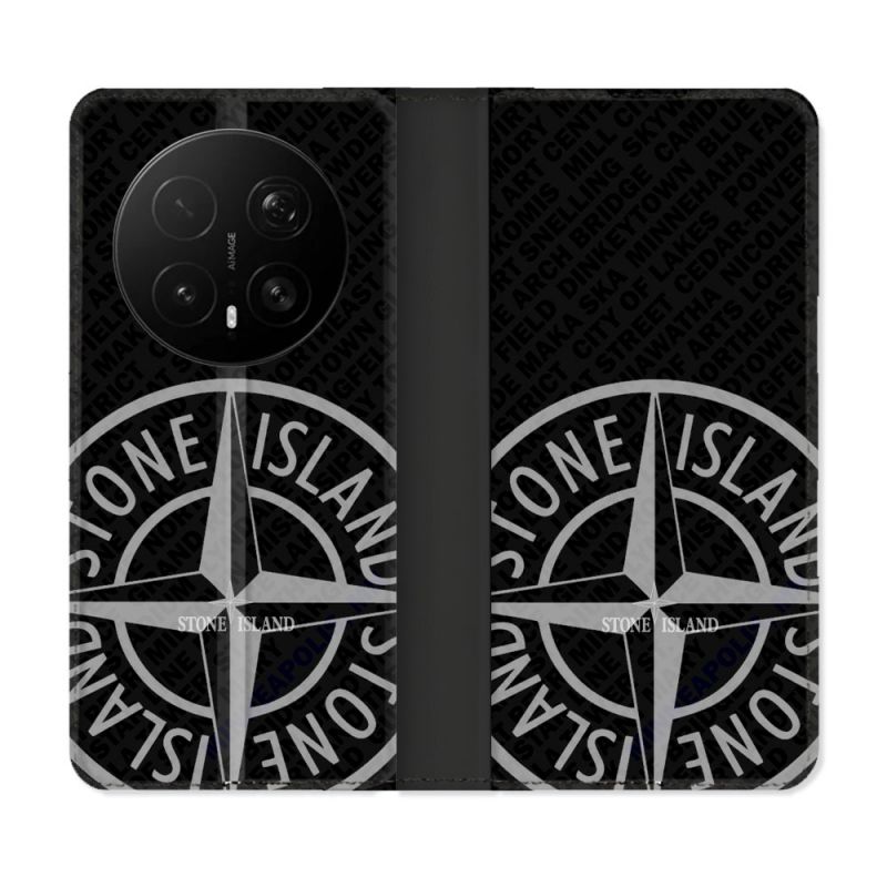 Housse Cuir Portefeuille Pour Honor Magic 8 Pro 5G Stone Island Gris