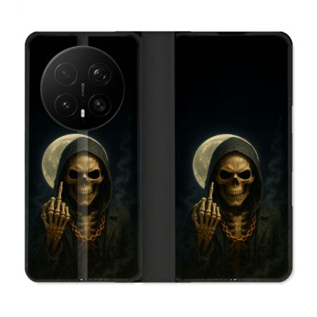 Housse Cuir Portefeuille Pour Honor Magic 8 Pro 5G Tete de Mort Doigt 2026