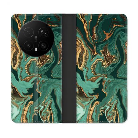 Housse Cuir Portefeuille Pour Honor Magic 8 Pro 5G Texture Marbre Vert