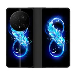 Housse Cuir Portefeuille Pour Honor Magic 8 Pro 5G Texture Plume Infini Bleu