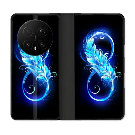 Housse Cuir Portefeuille Pour Honor Magic 8 Pro 5G Texture Plume Infini Bleu