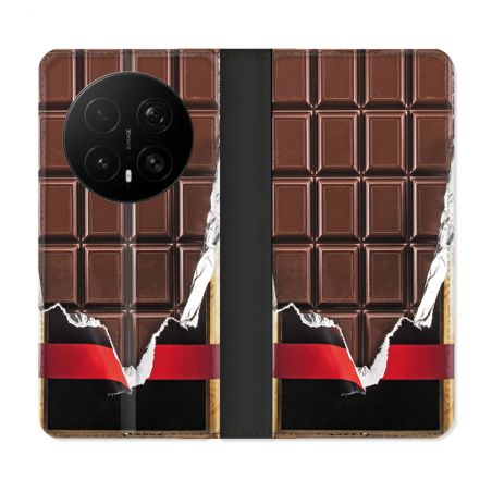 Housse Cuir Portefeuille Pour Honor Magic 8 Pro 5G Texture Trompe Oeil Chocolat