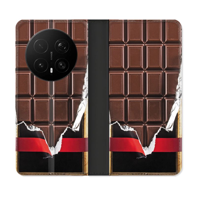 Housse Cuir Portefeuille Pour Honor Magic 8 Pro 5G Texture Trompe Oeil Chocolat