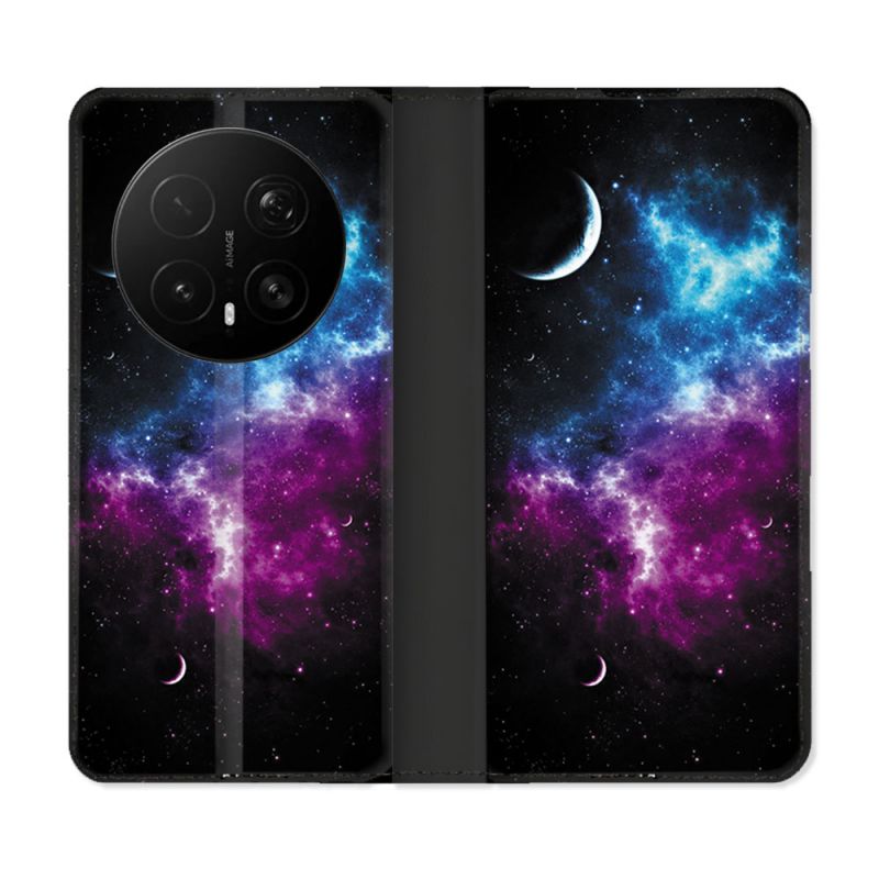 Housse Cuir Portefeuille Pour Honor Magic 8 Pro 5G Univers Bleu Violet