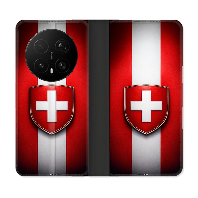 Housse Cuir Portefeuille Pour Honor Magic 8 Pro 5G Voyage Drapeau Suisse