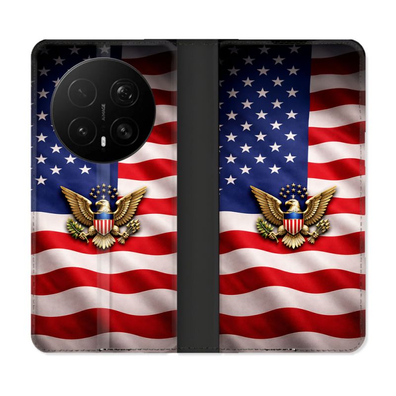 Housse Cuir Portefeuille Pour Honor Magic 8 Pro 5G Voyage Drapeau USA Etats Unis