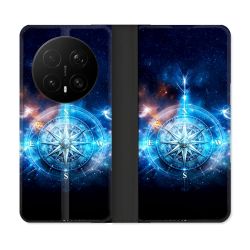 Housse Cuir Portefeuille Pour Honor Magic 8 Pro 5G Voyage Rose des Vents Stellaire