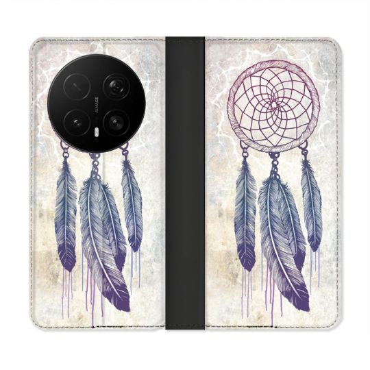 Housse Cuir Portefeuille Pour Honor Magic 8 Pro 5G Zen Attrape Reve Blanc