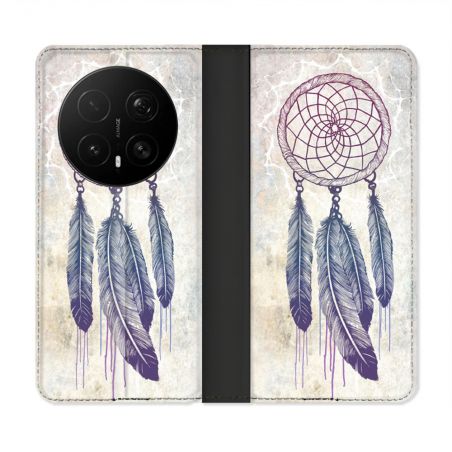 Housse Cuir Portefeuille Pour Honor Magic 8 Pro 5G Zen Attrape Reve Blanc