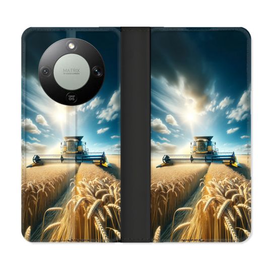 Housse Cuir Portefeuille Pour Honor Magic 8 Lite 5G Agriculture Moissonneuse Blé