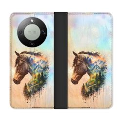 Housse Cuir Portefeuille Pour Honor Magic 8 Lite 5G Animal Cheval Montagne