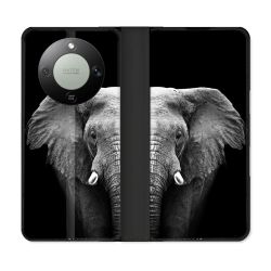 Housse Cuir Portefeuille Pour Honor Magic 8 Lite 5G Animal Elephant Noir