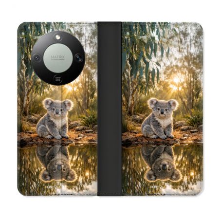 Housse Cuir Portefeuille Pour Honor Magic 8 Lite 5G Animal Koala Reflet