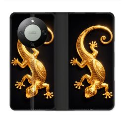 Housse Cuir Portefeuille Pour Honor Magic 8 Lite 5G Animal Lezard Noir 2026