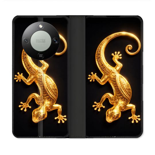 Housse Cuir Portefeuille Pour Honor Magic 8 Lite 5G Animal Lezard Noir 2026