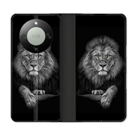 Housse Cuir Portefeuille Pour Honor Magic 8 Lite 5G Animal Lion Majestueux