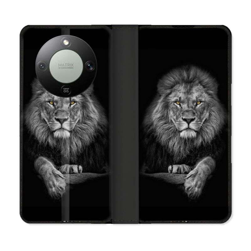 Housse Cuir Portefeuille Pour Honor Magic 8 Lite 5G Animal Lion Majestueux