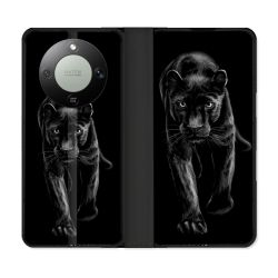 Housse Cuir Portefeuille Pour Honor Magic 8 Lite 5G Animal Panthère Noire