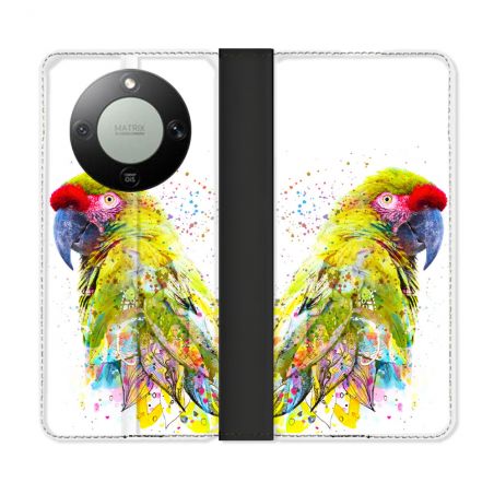 Housse Cuir Portefeuille Pour Honor Magic 8 Lite 5G Animal Perroquet Jaune