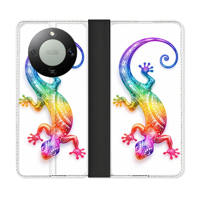 Housse Cuir Portefeuille Pour Honor Magic 8 Lite 5G Animal Salamandre Color 2026