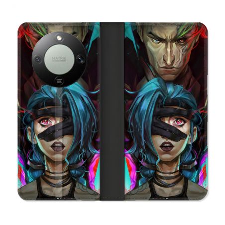 Housse Cuir Portefeuille Pour Honor Magic 8 Lite 5G Arcane Jinx Bleu