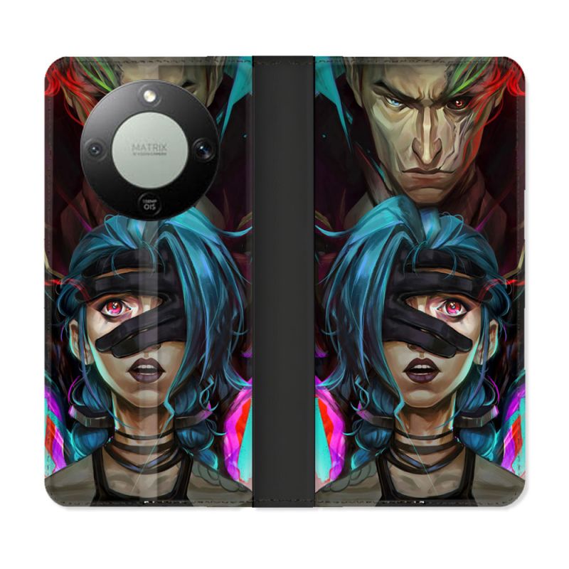 Housse Cuir Portefeuille Pour Honor Magic 8 Lite 5G Arcane Jinx Bleu