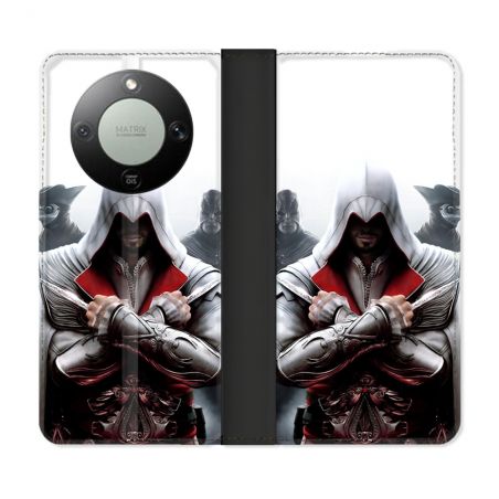 Housse Cuir Portefeuille Pour Honor Magic 8 Lite 5G Assassin Creed Mask