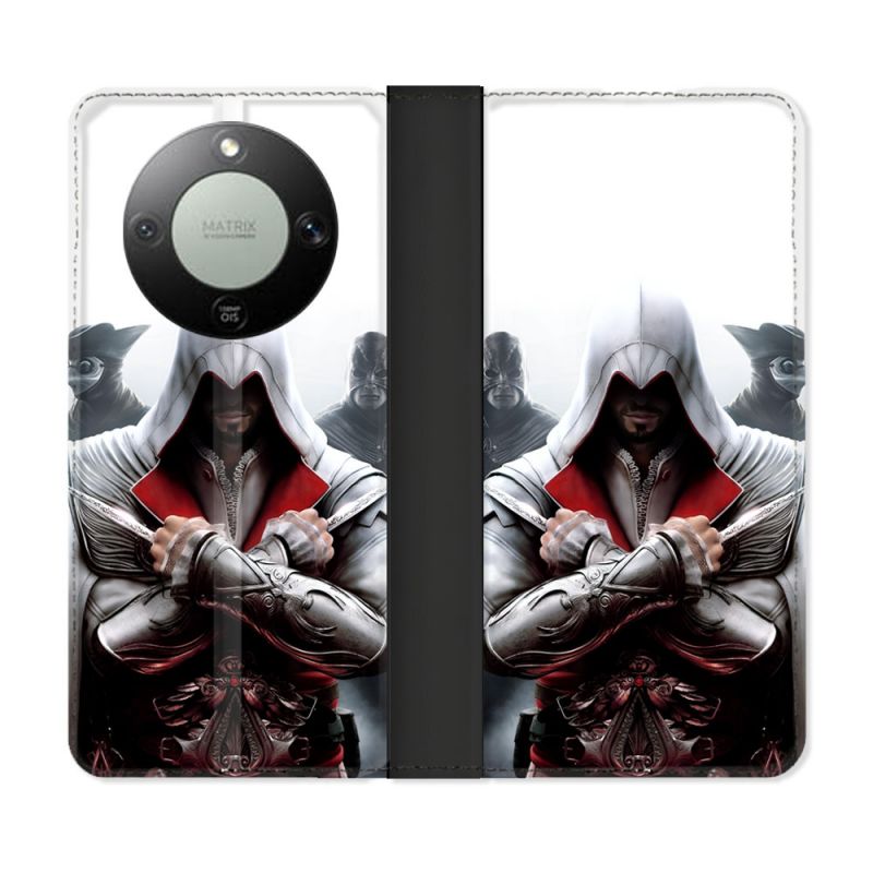 Housse Cuir Portefeuille Pour Honor Magic 8 Lite 5G Assassin Creed Mask