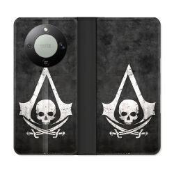 Housse Cuir Portefeuille Pour Honor Magic 8 Lite 5G Assassin Creed Tete Mort