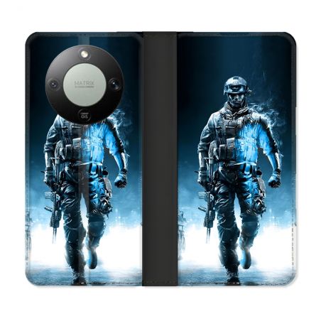 Housse Cuir Portefeuille Pour Honor Magic 8 Lite 5G Call Of Duty Guerrier