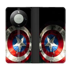 Housse Cuir Portefeuille Pour Honor Magic 8 Lite 5G Captain America Bouclier