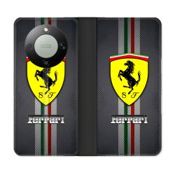 Housse Cuir Portefeuille Pour Honor Magic 8 Lite 5G Ferrari Carbone
