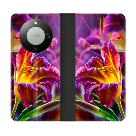 Housse Cuir Portefeuille Pour Honor Magic 8 Lite 5G Fleur Lys Color