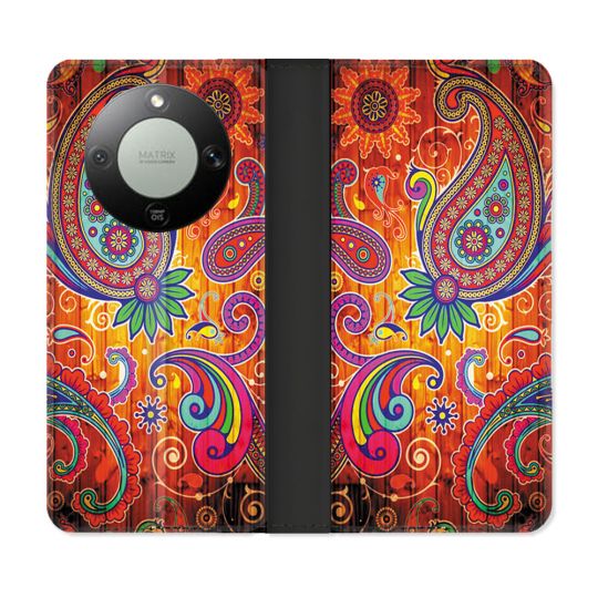 Housse Cuir Portefeuille Pour Honor Magic 8 Lite 5G Fleur Psychedelic