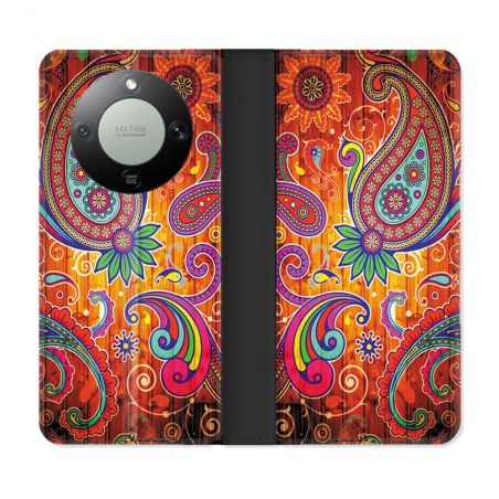 Housse Cuir Portefeuille Pour Honor Magic 8 Lite 5G Fleur Psychedelic