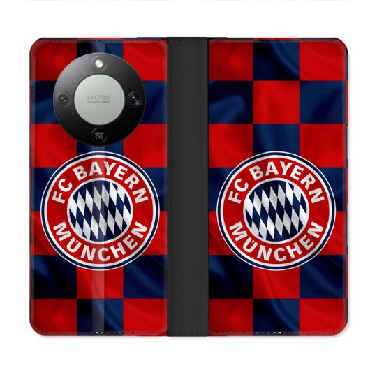 Housse Cuir Portefeuille Pour Honor Magic 8 Lite 5G Foot Bayern Munich Carreaux