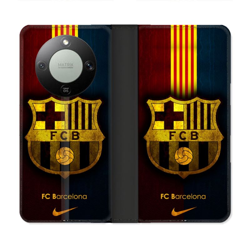 Housse Cuir Portefeuille Pour Honor Magic 8 Lite 5G Foot FC Barcelone Vintage
