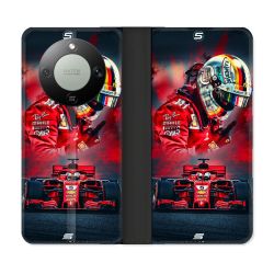 Housse Cuir Portefeuille Pour Honor Magic 8 Lite 5G Formule 1 F1 Ferrari