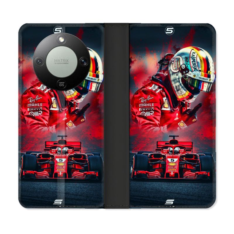 Housse Cuir Portefeuille Pour Honor Magic 8 Lite 5G Formule 1 F1 Ferrari